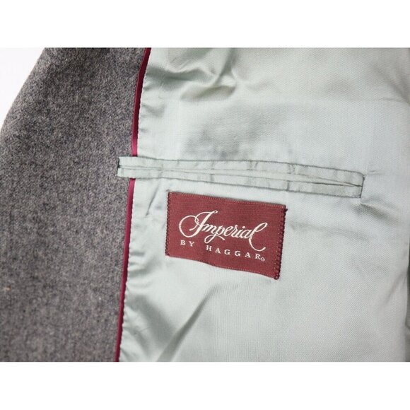 MEN'S GRAY 100% WOOL BLAZER JACKET - IMPERIAL BY HAGGAR - SIZE 46 - Picture 3 of 6